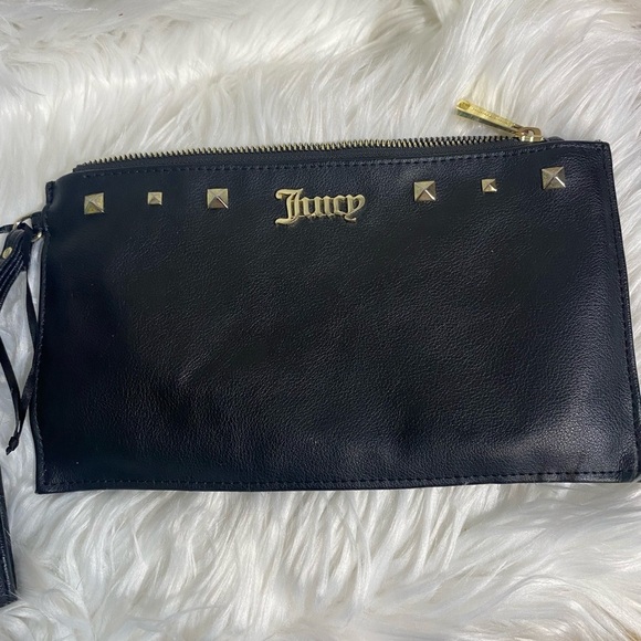 Juicy Couture Black Leather Clutch with Gold Accents - Picture 5 of 5